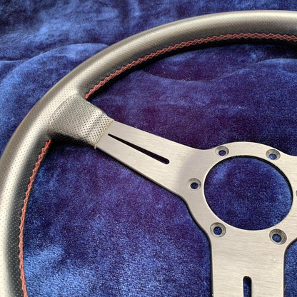 NARDI Steering Wheel 36cm Perforated Leather Red Stitching