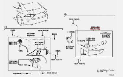 Toyota OEM LENS AND BODY, REAR LAMP, LH for LEXUS Genuine 81591-53141
