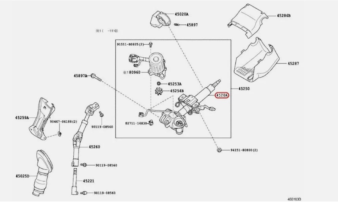 TOYOTA OEM Column Subassy Electric Power Steering Genuine 4520A-58010