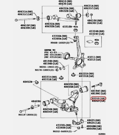 TOYOTA OEM Front Suspension Lower Arm RH For LAND CRUISER LEXUS 48068-60030