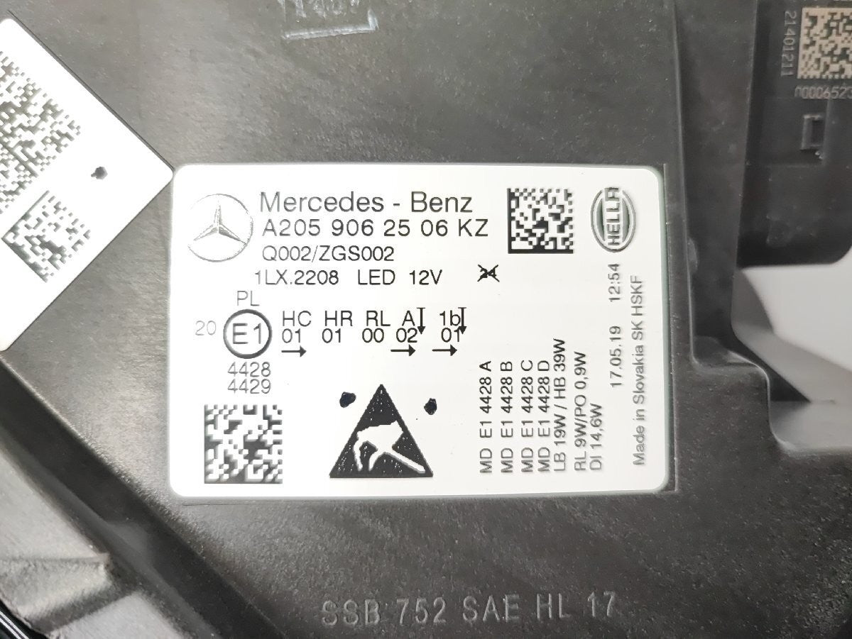 Mercedes Benz Genuine C Class W205 LED Headlight Lamps Left 18-22 RHD