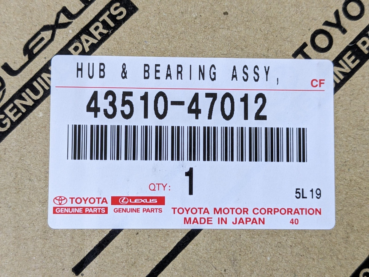 43510-47012 Toyota Genuine OEM Front HUB & BEARING ASSY 2009-2004 Toyota Prius