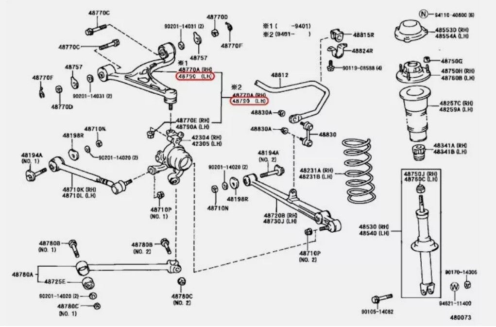 TOYOTA GENUINE SUPRA JZA80 REAR LEFT SUSPENSION UPPER CONTROL ARM ASSEMBLY OEM