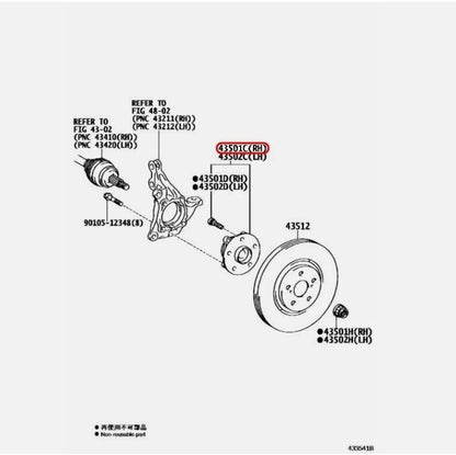 TOYOTA OEM Front Wheel Bearing & Hub for Lexus RX450h 2016-2022 43550-48011