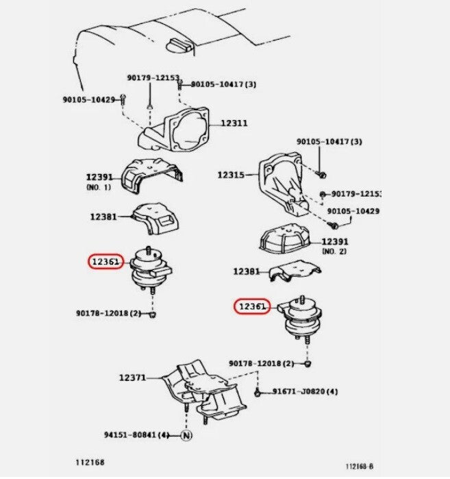 Toyota Lexus Genuine IS300 GS300 98-05 2JZ ENGINE MOUNT 2 SET  OEM 12361-46190