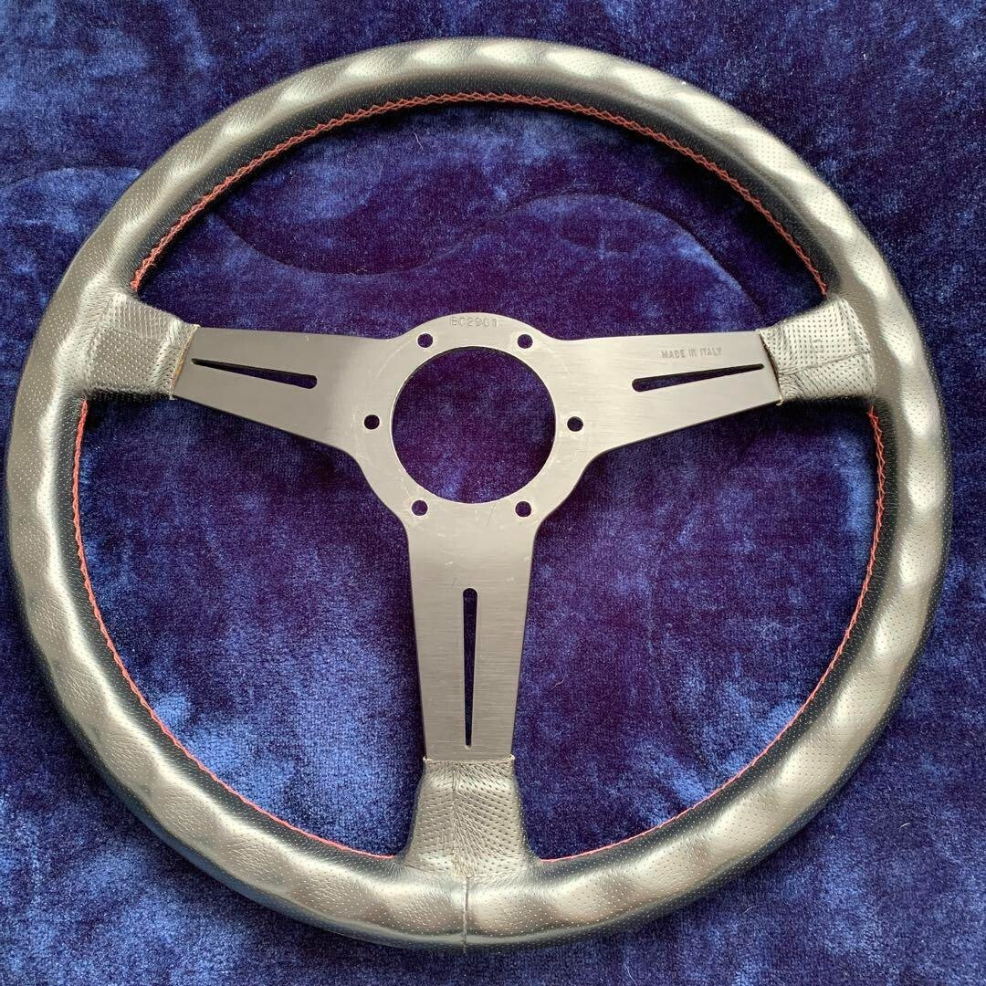 NARDI Steering Wheel 36cm Perforated Leather Red Stitching
