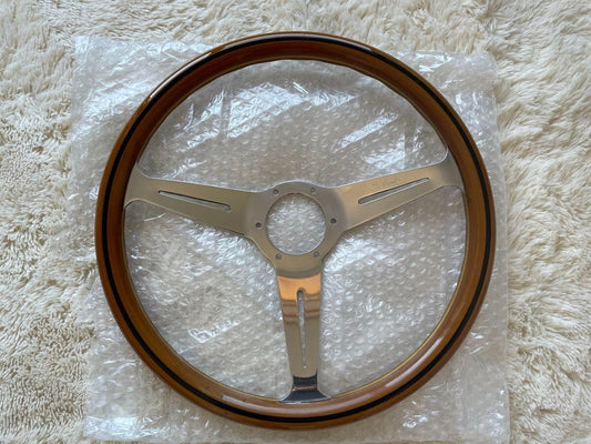 NARDI Classic Wood & Polished Spoke 36.5cm Steering Wheel