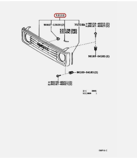 Toyota OEM Front Radiator Grill for Land Cruiser 70 HZJ71 74 ZENKI 53101-60050