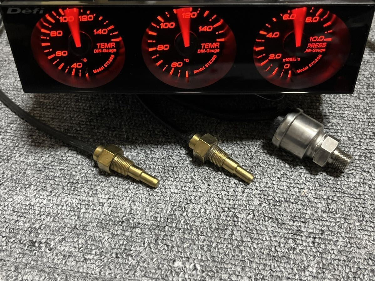 Defi STS26B Din Gauge Water Temp,Oil Temp,Oil Pressure,Pressure Gauge Set Black