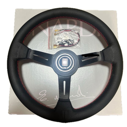 NARDI 33cm Black Leather Steering Wheel
