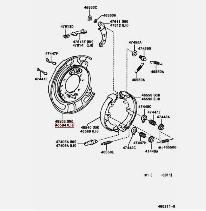 Toyota Genuine PLATE SUB-ASSY, PARKING BRAKE, LH OEM 46504-28030