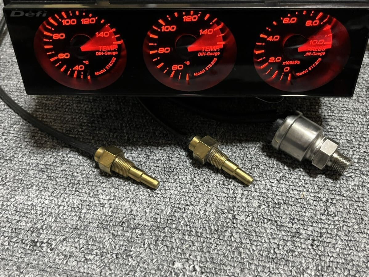 Defi STS26B Din Gauge Water Temp,Oil Temp,Oil Pressure,Pressure Gauge Set Black