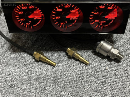 Defi STS26B Din Gauge Water Temp,Oil Temp,Oil Pressure,Pressure Gauge Set Black