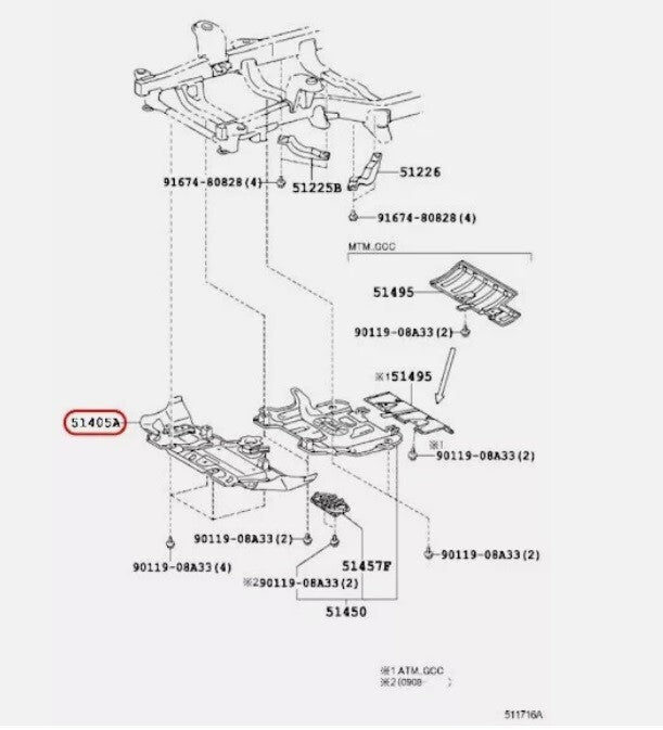 Toyota Genuine GX470 Engine Under Cover Radiator Splash Shield OEM 51405-35101