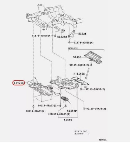 Toyota Genuine GX470 Engine Under Cover Radiator Splash Shield OEM 51405-35101