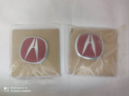 HONDA ACURA GENUINE OEM 97-01 INTEGRA DC2 TYPE-R FRONT & REAR RED 'A' EMBLEM SET