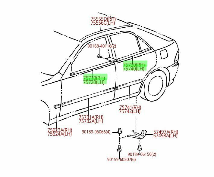 Lexus Toyota Genuine 2001-05 IS300 Door Belt Moulding Front Rear LH RH Set of 4