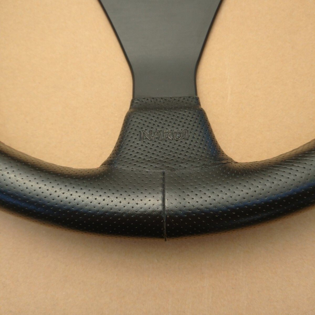 NARDI GARA3 TYPE-B Steering Wheel Black Perforated Leather Red Stitching