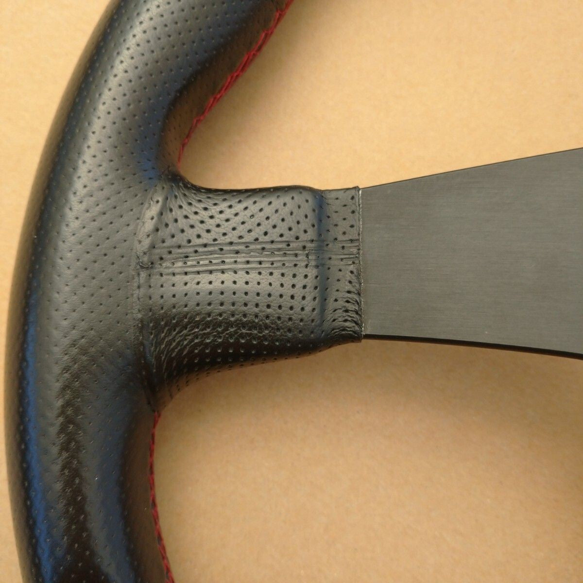 NARDI GARA3 TYPE-B Steering Wheel Black Perforated Leather Red Stitching