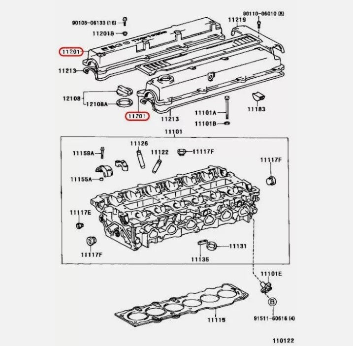 TOYOTA Mark2 Cresta Chaser 1JZ-VVTi Intake Rocker Cover OEM 11201-88410