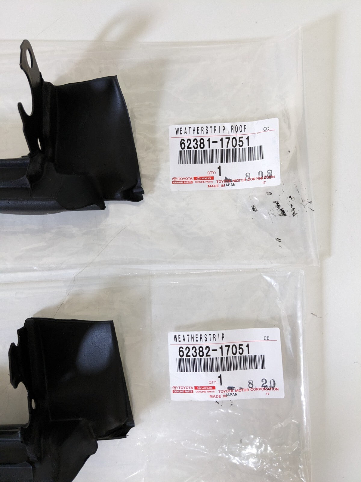Genuine Toyota MR2 SW20 SW21 Weatherstrip Roof Side Rail Weather Strip RH LH Set
