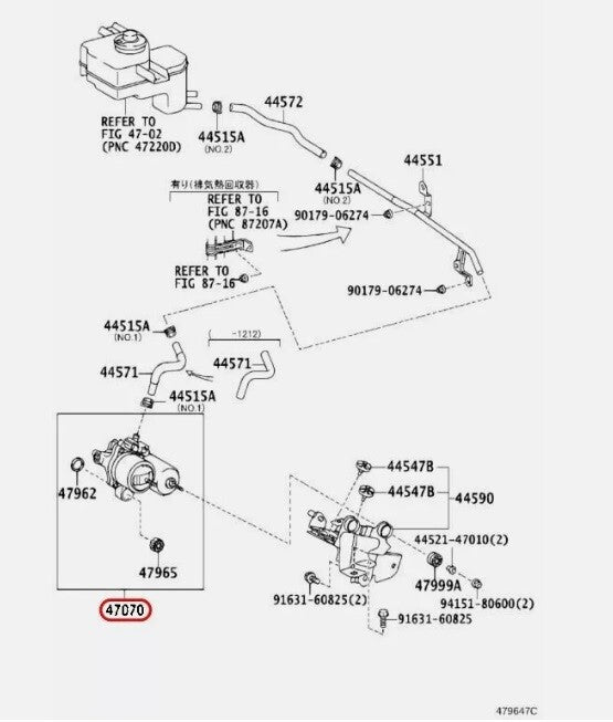 TOYOTA OEM Brake Booster Pump ASSY for 1.5L 1NZFXE PRIUS C NHP10 47070-52020
