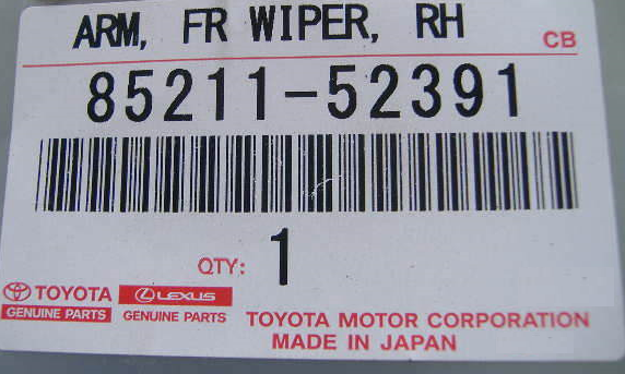 85211-52391 Toyota Genuine OEM Arm, front wiper YARIS NCP13# 2011/08-  For RHD