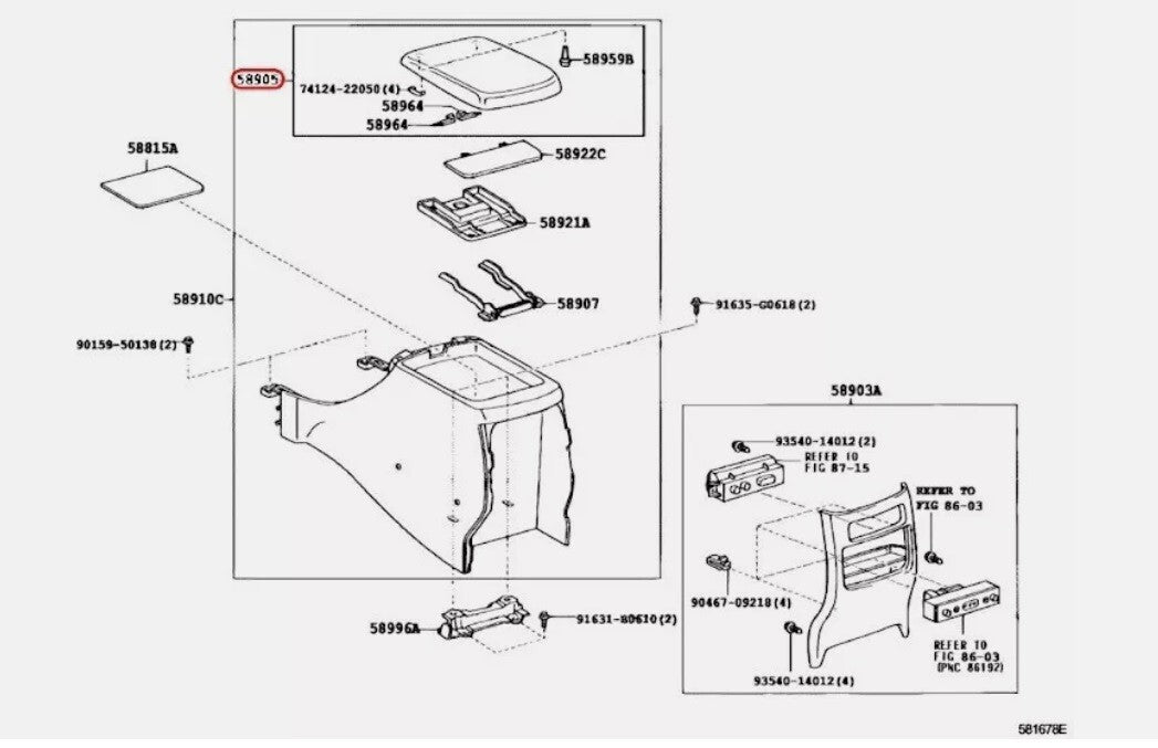 Toyota OEM DOOR SUB-ASSY, CONSOLE COMPARTMENT Genuine 58905-60170-C0