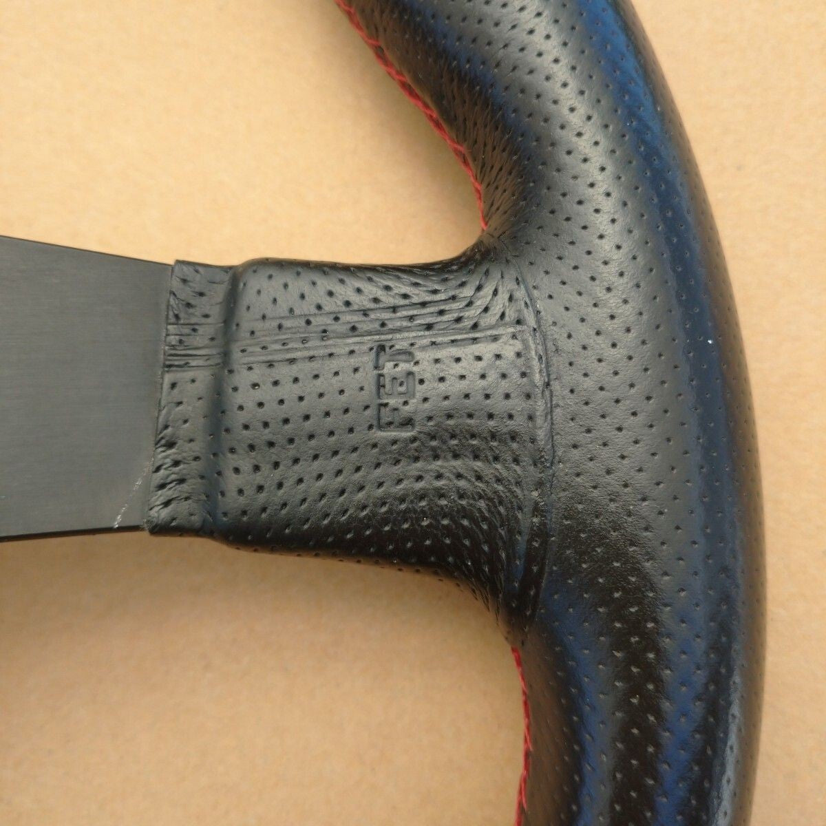 NARDI GARA3 TYPE-B Steering Wheel Black Perforated Leather Red Stitching