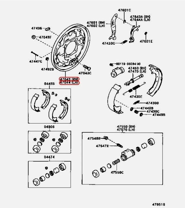 Toyota Genuine T100 Pickup Brake Backing Plate Rear RH & LH SET OEM