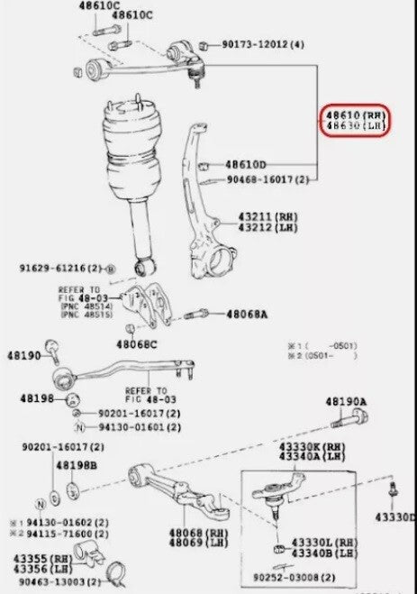 TOYOTA Genuine Front Suspension Upper Arm Left 48630-59015