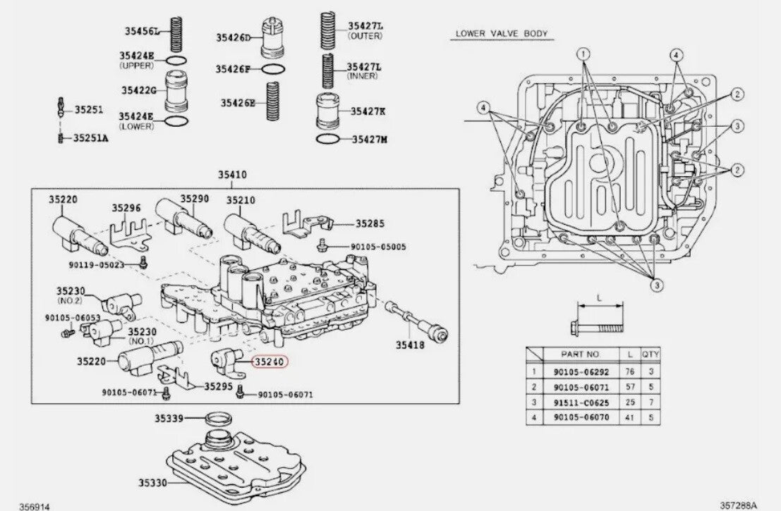 Toyota Genuine Solenoid assy, Automatic transmission 3way OEM 35240-33030