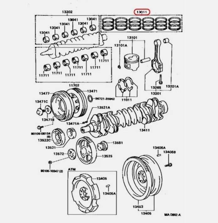 Toyota Genuine Land Cruiser 1HDT 4.2L Diesel Piston Rings Set OEM 13011-17030