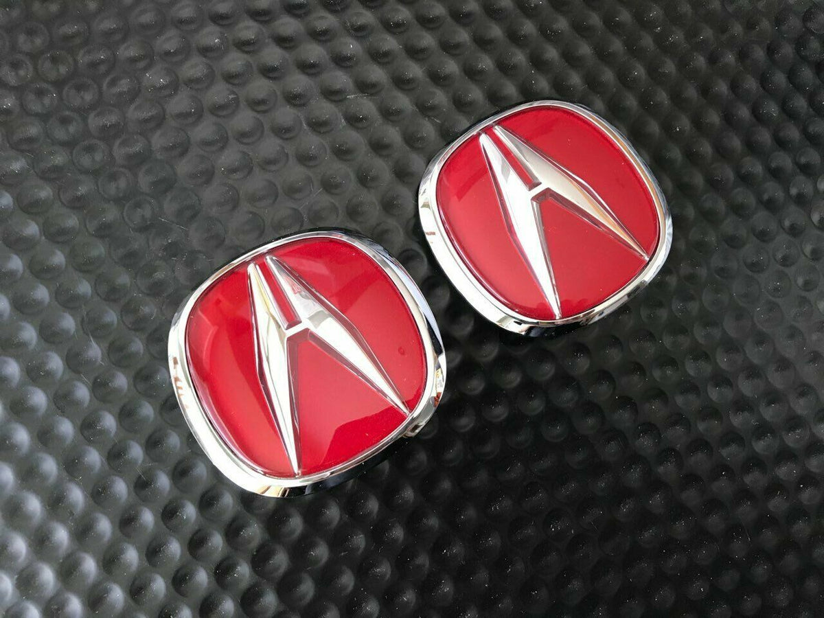HONDA ACURA GENUINE OEM 97-01 INTEGRA DC2 TYPE-R FRONT & REAR RED 'A' EMBLEM SET