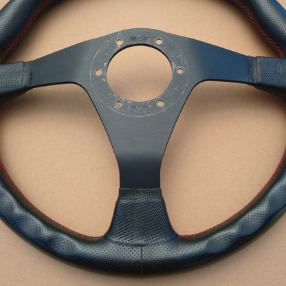 NARDI GARA3 TYPE-B Steering Wheel Black Perforated Leather Red Stitching